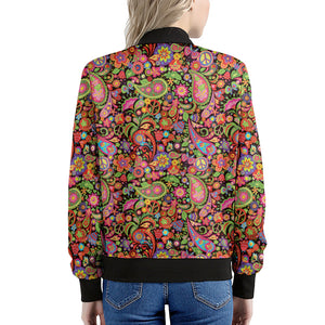 Colorful Hippie Peace Signs Print Women's Bomber Jacket