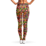 Colorful Hippie Peace Signs Print Women's Leggings
