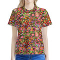 Colorful Hippie Peace Signs Print Women's Polo Shirt