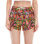 Colorful Hippie Peace Signs Print Women's Split Running Shorts