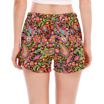 Colorful Hippie Peace Signs Print Women's Split Running Shorts
