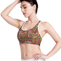 Colorful Hippie Peace Signs Print Women's Sports Bra