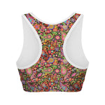 Colorful Hippie Peace Signs Print Women's Sports Bra