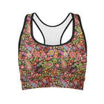Colorful Hippie Peace Signs Print Women's Sports Bra