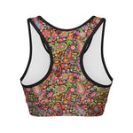 Colorful Hippie Peace Signs Print Women's Sports Bra