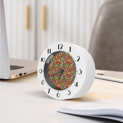 Colorful Hippie Peace Symbols Print Alarm Clock