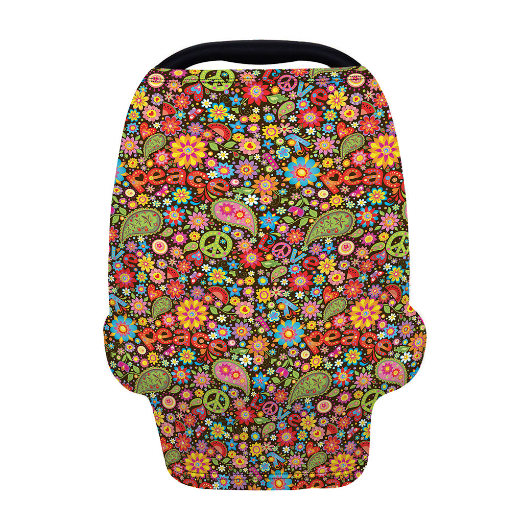 Colorful Hippie Peace Symbols Print Baby Seat Cover