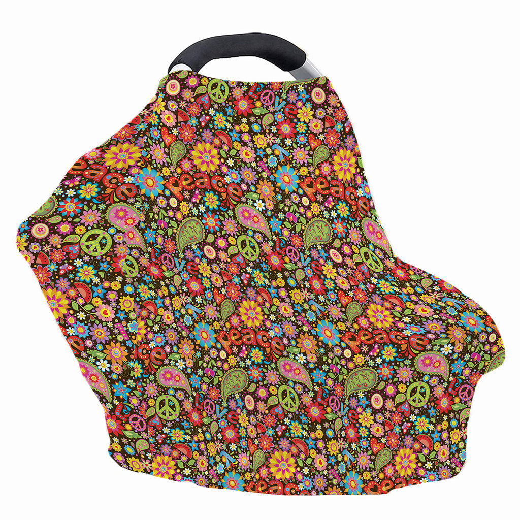 Colorful Hippie Peace Symbols Print Baby Seat Cover