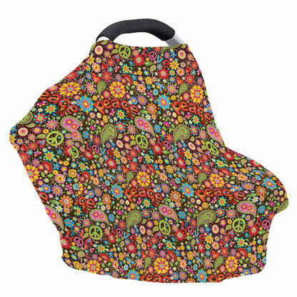 Colorful Hippie Peace Symbols Print Baby Seat Cover