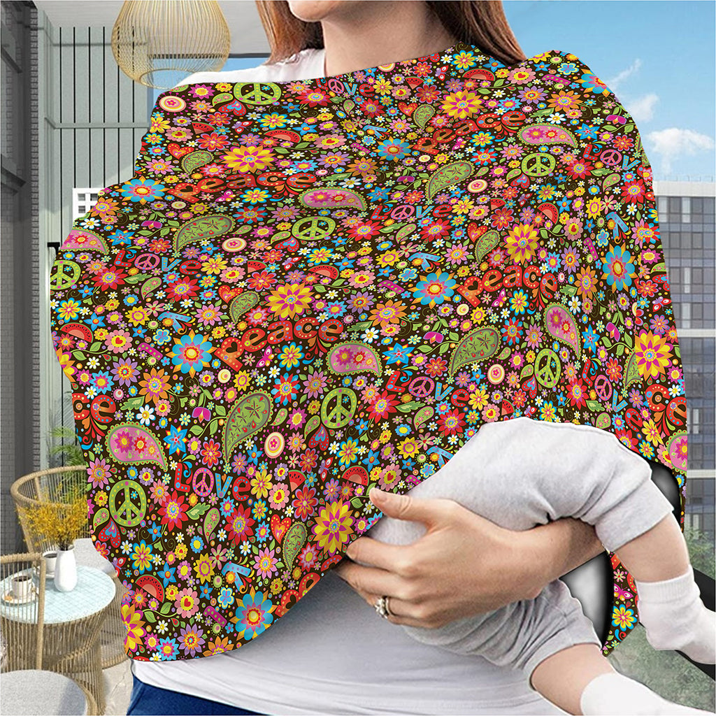 Colorful Hippie Peace Symbols Print Baby Seat Cover