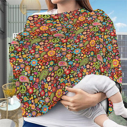 Colorful Hippie Peace Symbols Print Baby Seat Cover