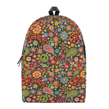 Colorful Hippie Peace Symbols Print Backpack