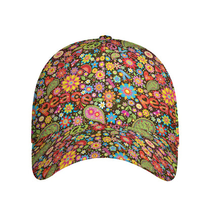 Colorful Hippie Peace Symbols Print Baseball Cap