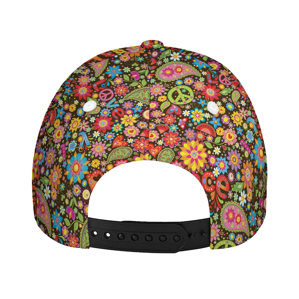 Colorful Hippie Peace Symbols Print Baseball Cap