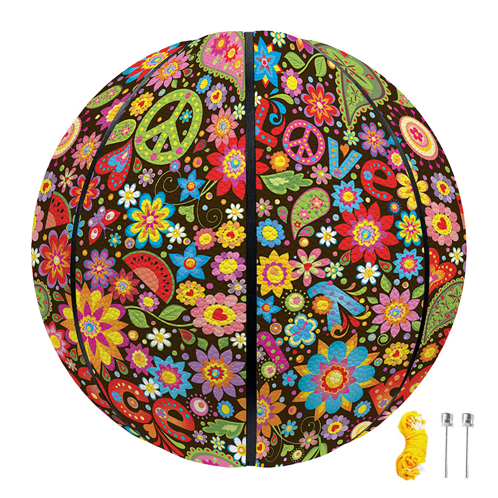 Colorful Hippie Peace Symbols Print Basketball