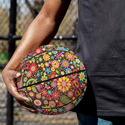 Colorful Hippie Peace Symbols Print Basketball
