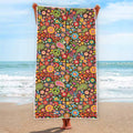 Colorful Hippie Peace Symbols Print Beach Towel