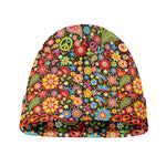 Colorful Hippie Peace Symbols Print Beanie