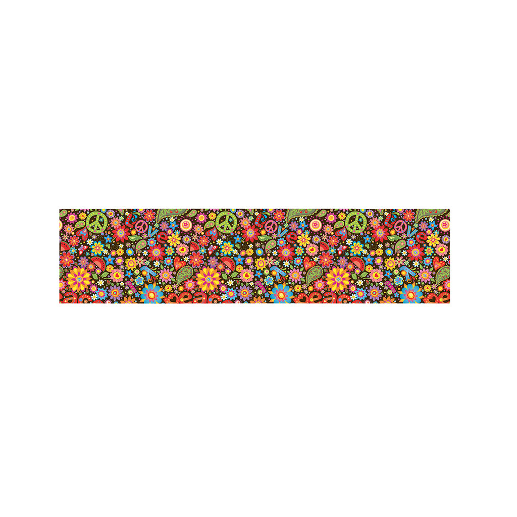 Colorful Hippie Peace Symbols Print Bed Runner