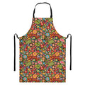 Colorful Hippie Peace Symbols Print Bib Apron With Pocket