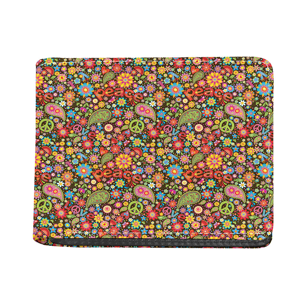Colorful Hippie Peace Symbols Print Bifold Wallet