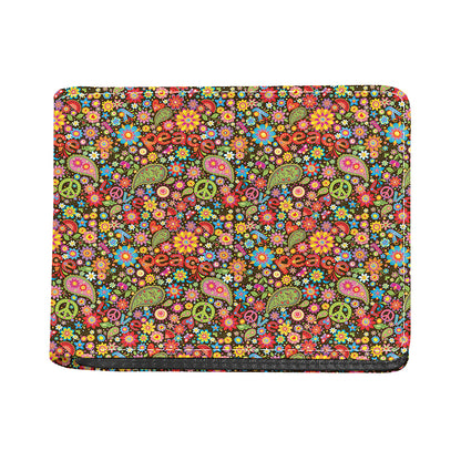 Colorful Hippie Peace Symbols Print Bifold Wallet