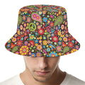 Colorful Hippie Peace Symbols Print Bucket Hat