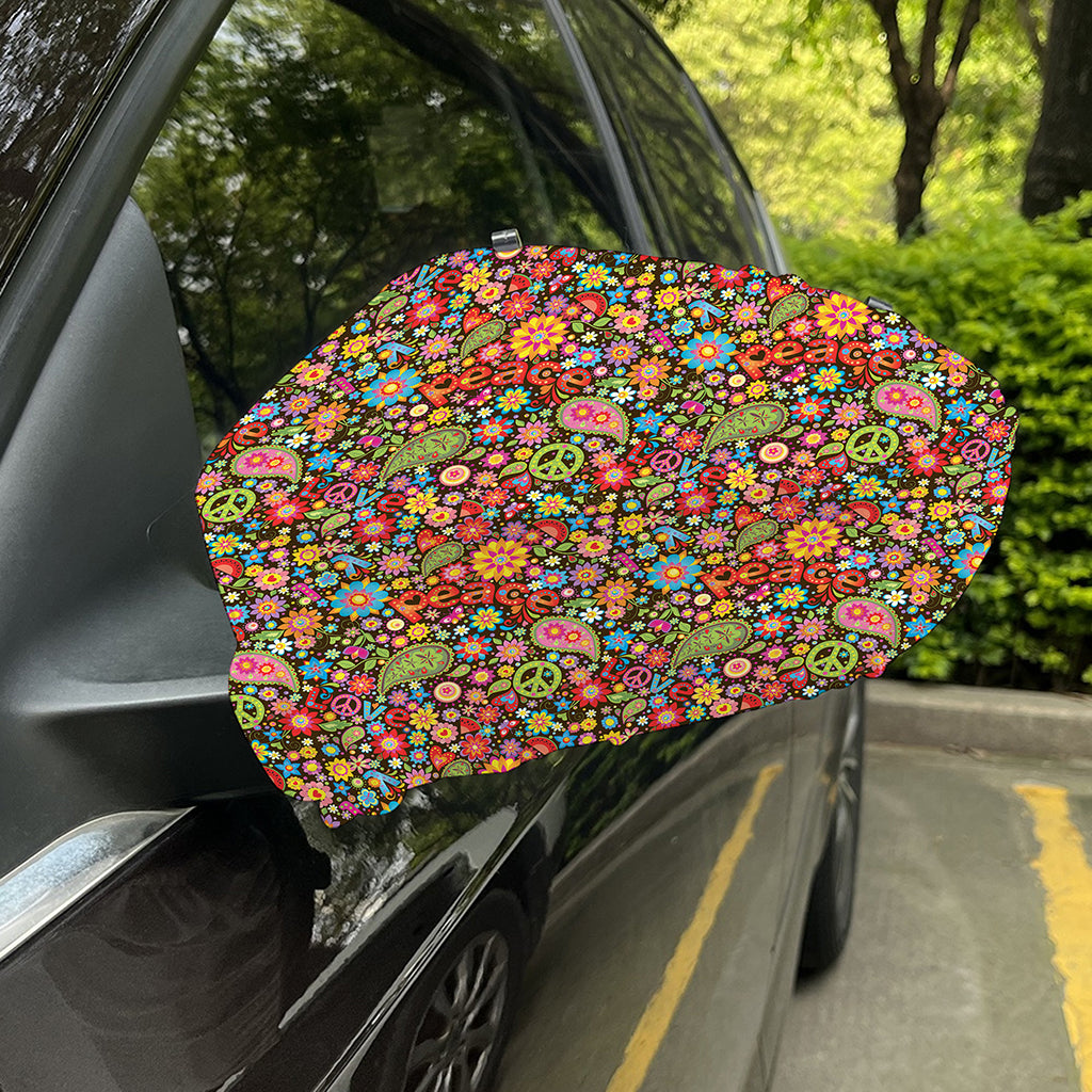 Colorful Hippie Peace Symbols Print Car Side Mirror Covers