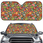 Colorful Hippie Peace Symbols Print Car Windshield Sun Shade