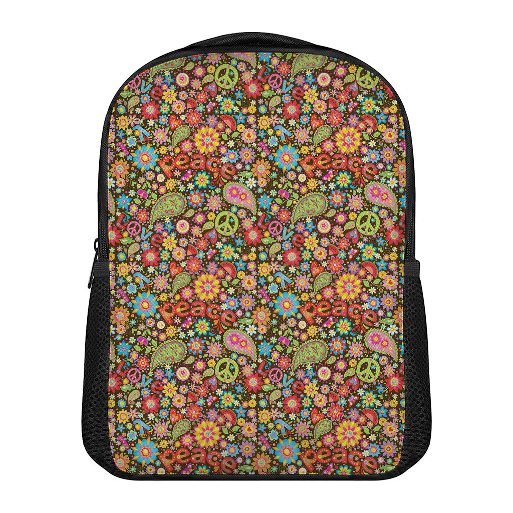 Colorful Hippie Peace Symbols Print Casual Backpack