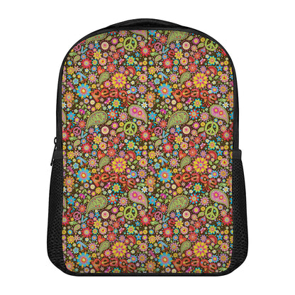 Colorful Hippie Peace Symbols Print Casual Backpack