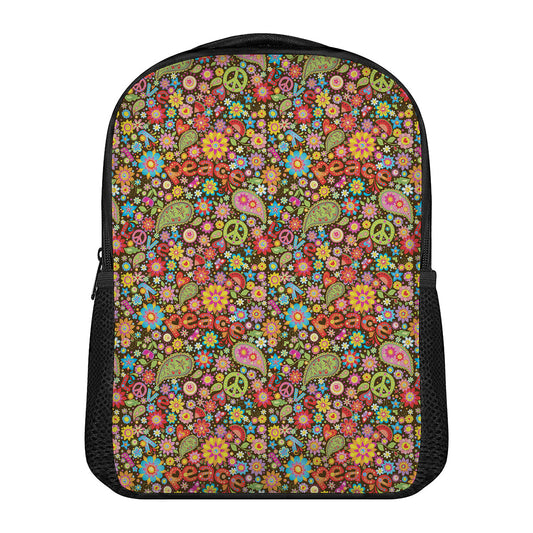 Colorful Hippie Peace Symbols Print Casual Backpack