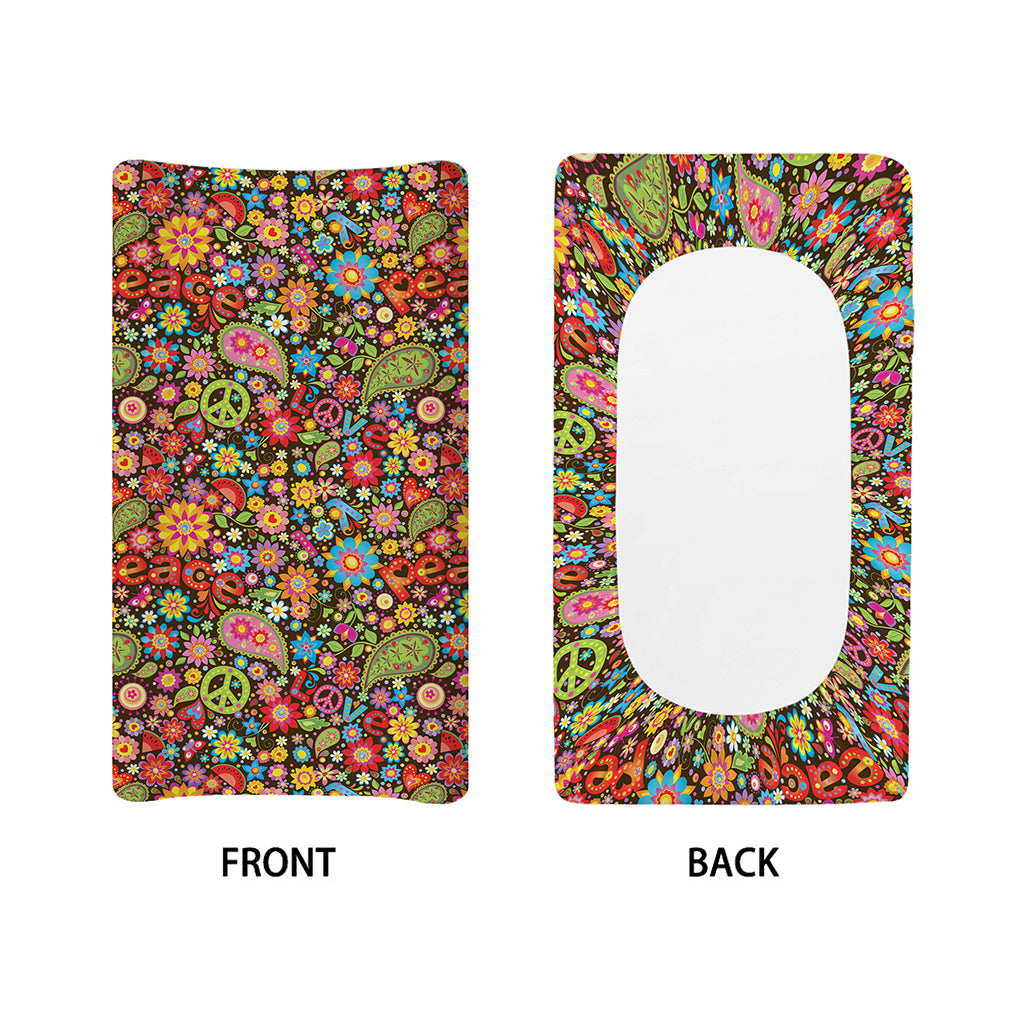 Colorful Hippie Peace Symbols Print Changing Pad Cover