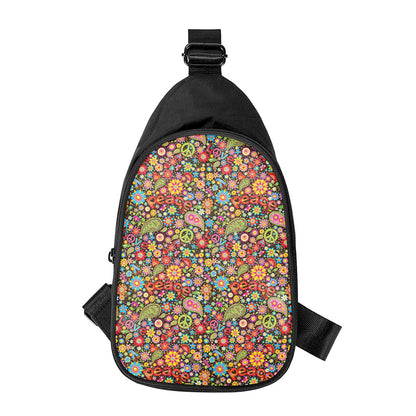 Colorful Hippie Peace Symbols Print Chest Bag