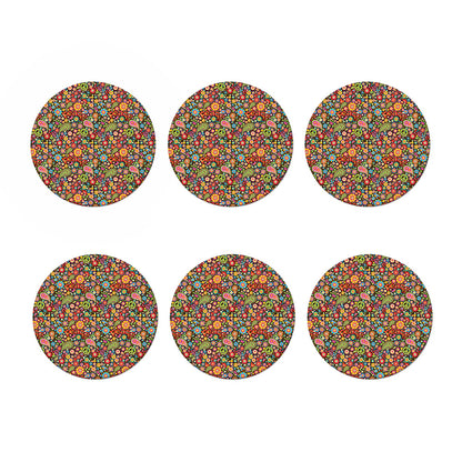 Colorful Hippie Peace Symbols Print Coaster Set