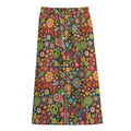 Colorful Hippie Peace Symbols Print Cotton Front Slit Maxi Skirt