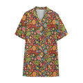 Colorful Hippie Peace Symbols Print Cotton Hawaiian Shirt