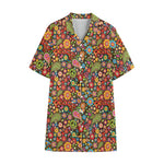 Colorful Hippie Peace Symbols Print Cotton Hawaiian Shirt