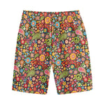Colorful Hippie Peace Symbols Print Cotton Shorts