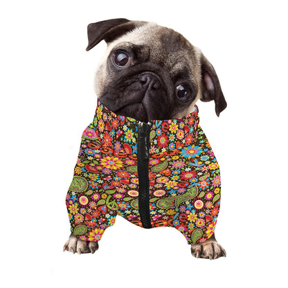 Colorful Hippie Peace Symbols Print Dog Zip Up Jacket