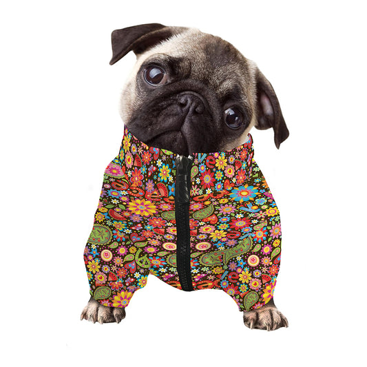 Colorful Hippie Peace Symbols Print Dog Zip Up Jacket