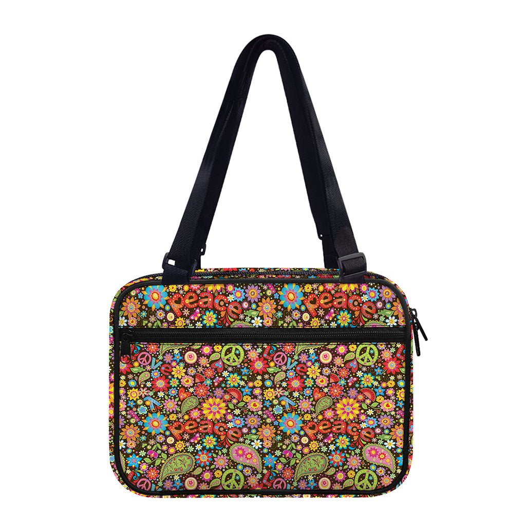 Colorful Hippie Peace Symbols Print Double Strap Bible Bag