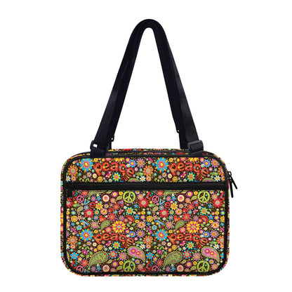 Colorful Hippie Peace Symbols Print Double Strap Bible Bag