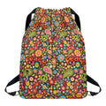 Colorful Hippie Peace Symbols Print Drawstring Backpack