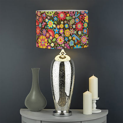 Colorful Hippie Peace Symbols Print Drum Lamp Shade