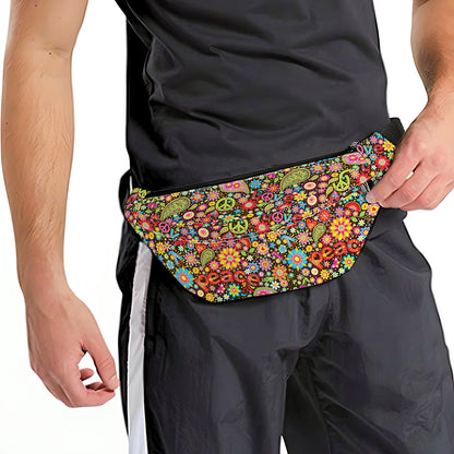 Colorful Hippie Peace Symbols Print Fanny Pack