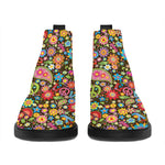 Colorful Hippie Peace Symbols Print Flat Ankle Boots