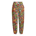 Colorful Hippie Peace Symbols Print Fleece Lined Knit Pants