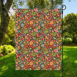 Colorful Hippie Peace Symbols Print Garden Flag