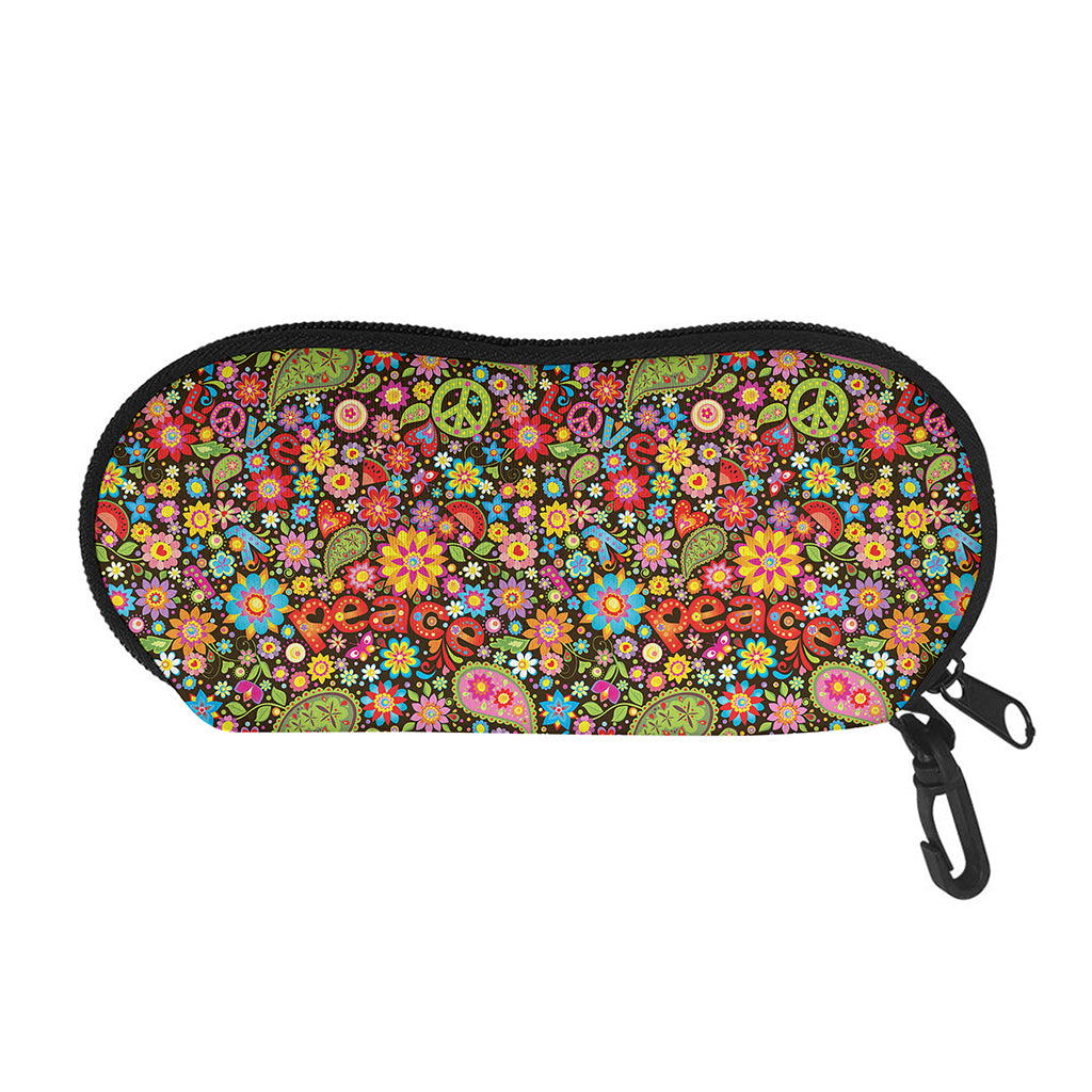 Colorful Hippie Peace Symbols Print Glasses Case